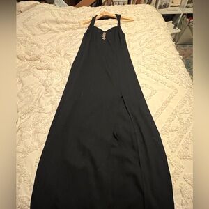 Vintage 80’s Special Preview Elegant Black Maxi Dress with Sparkling Accents